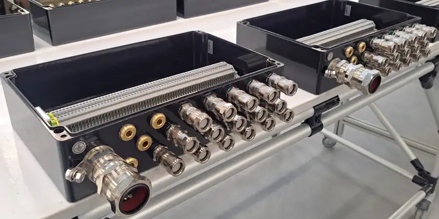 Skrzynka przyłączeniowa Ex ze stalowymi dławnicami dla kabli zbrojonych